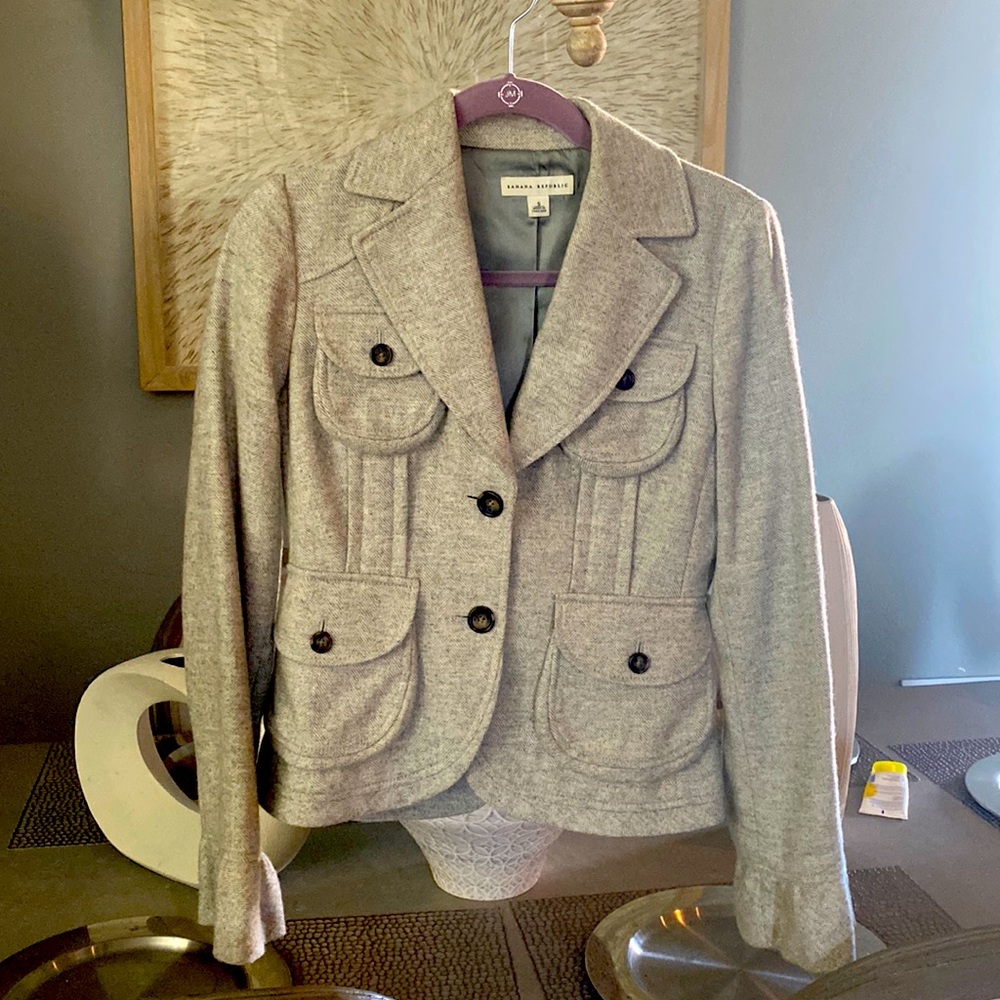 Banana republic gray tweed jacket